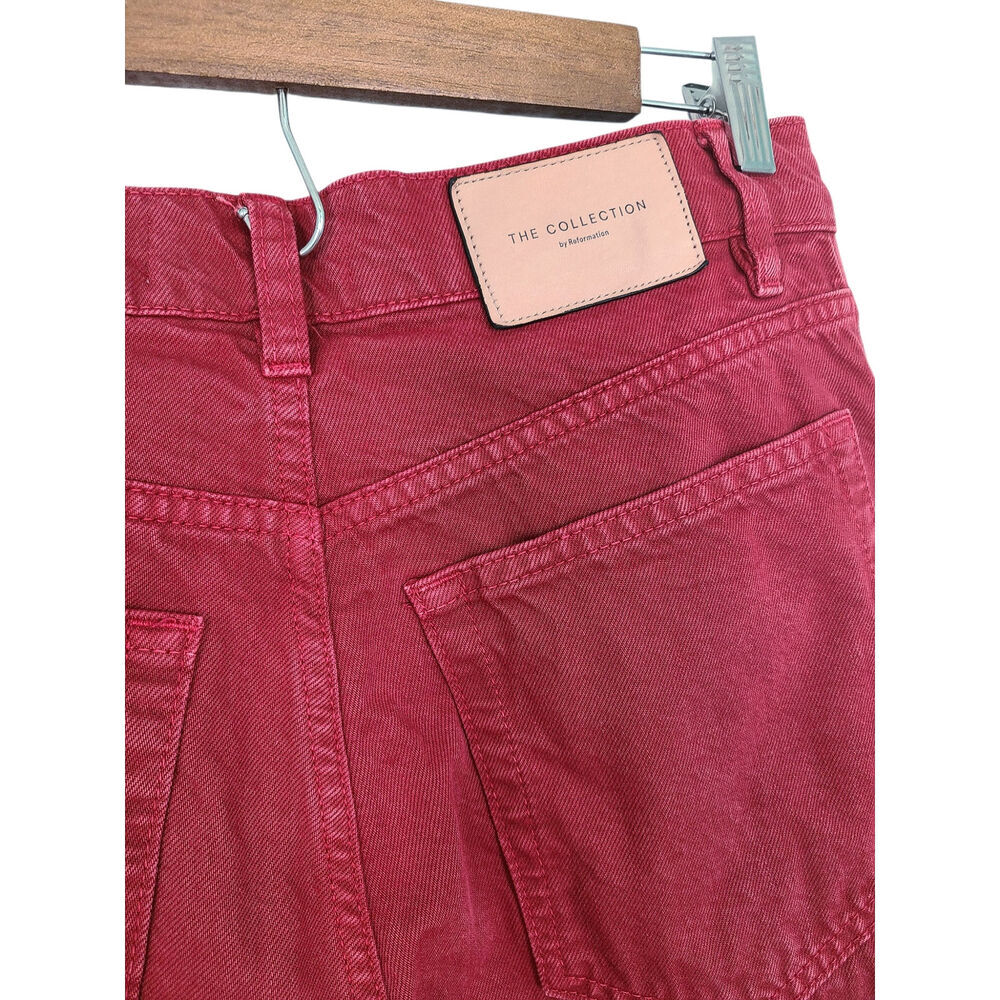 Reformation The Magnolia Mid Rise Bow Jeans Red Size 28 - Picture 8 of 10